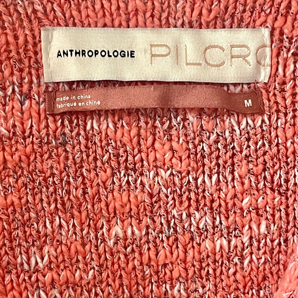 Anthropologie by Pilcro Fair Isle Wrap Boho Sweater | Coral Pink | Size Medium - Picture 4 of 5